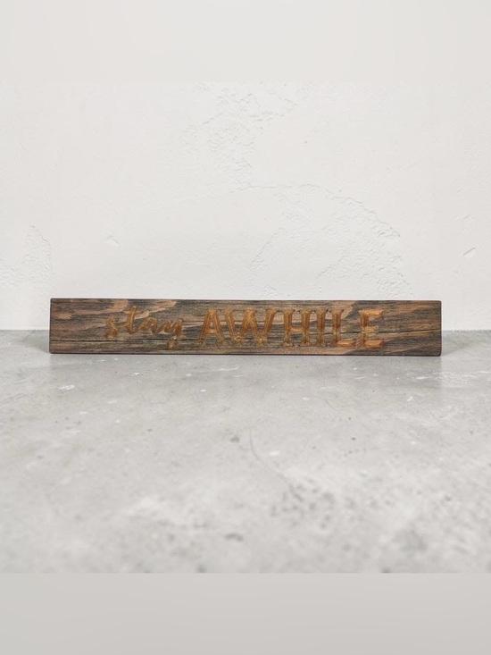 Other - Small Wooden "Stay Awhile" Sign - Cottage Core